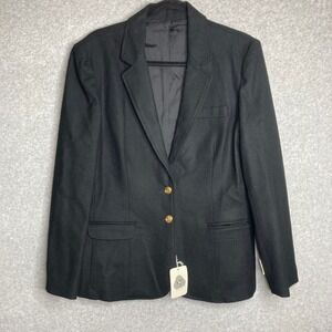 New Vintage Brentley Black‎ Wool Blazer 16 Gold Buttons Lined Business Career